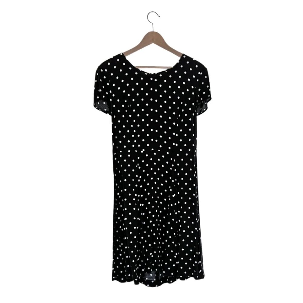 H&M Black & White Polka Dot Fit and Flare Dress - Size 14